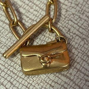 Gold COACH Chain Bracelet with Coach Tabby Purse Charm